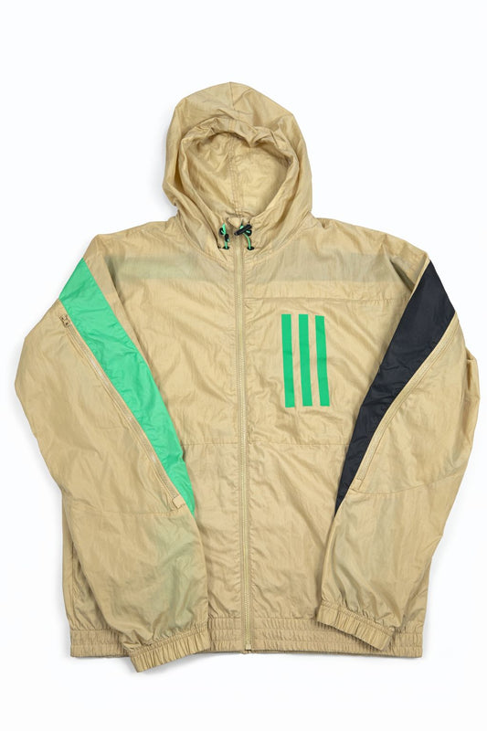 Adidas H39835 M WND MOTHER Windbreaker Regenjacke beige neongrün