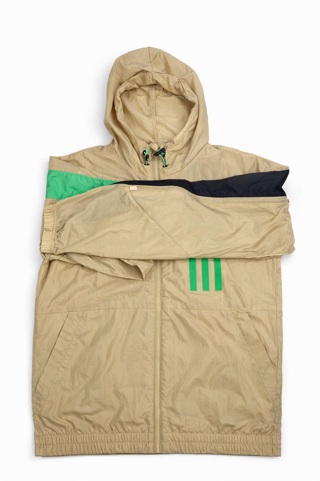 Adidas H39835 M WND MOTHER Windbreaker Regenjacke beige neongrün